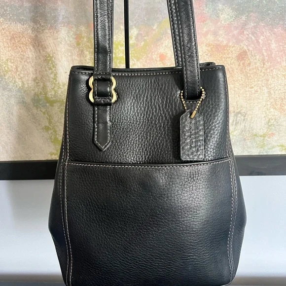 Coach Sonoma Black Pebbled Leather Drawstring Bag-Vintage - Picture 1 of 10